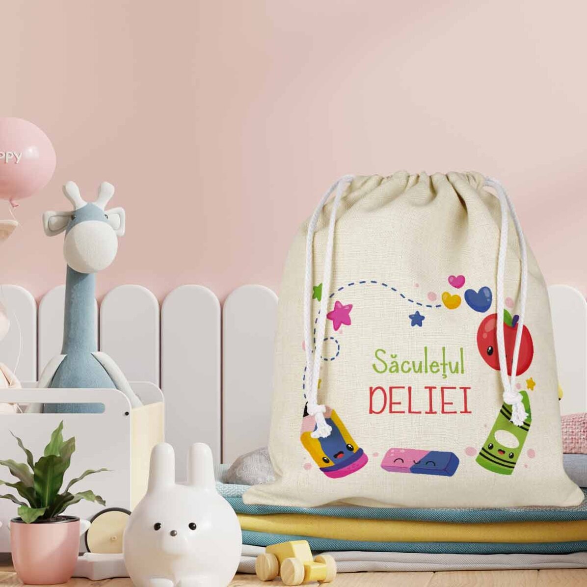 Sac de crèche personnalisé avec un texte - Colors