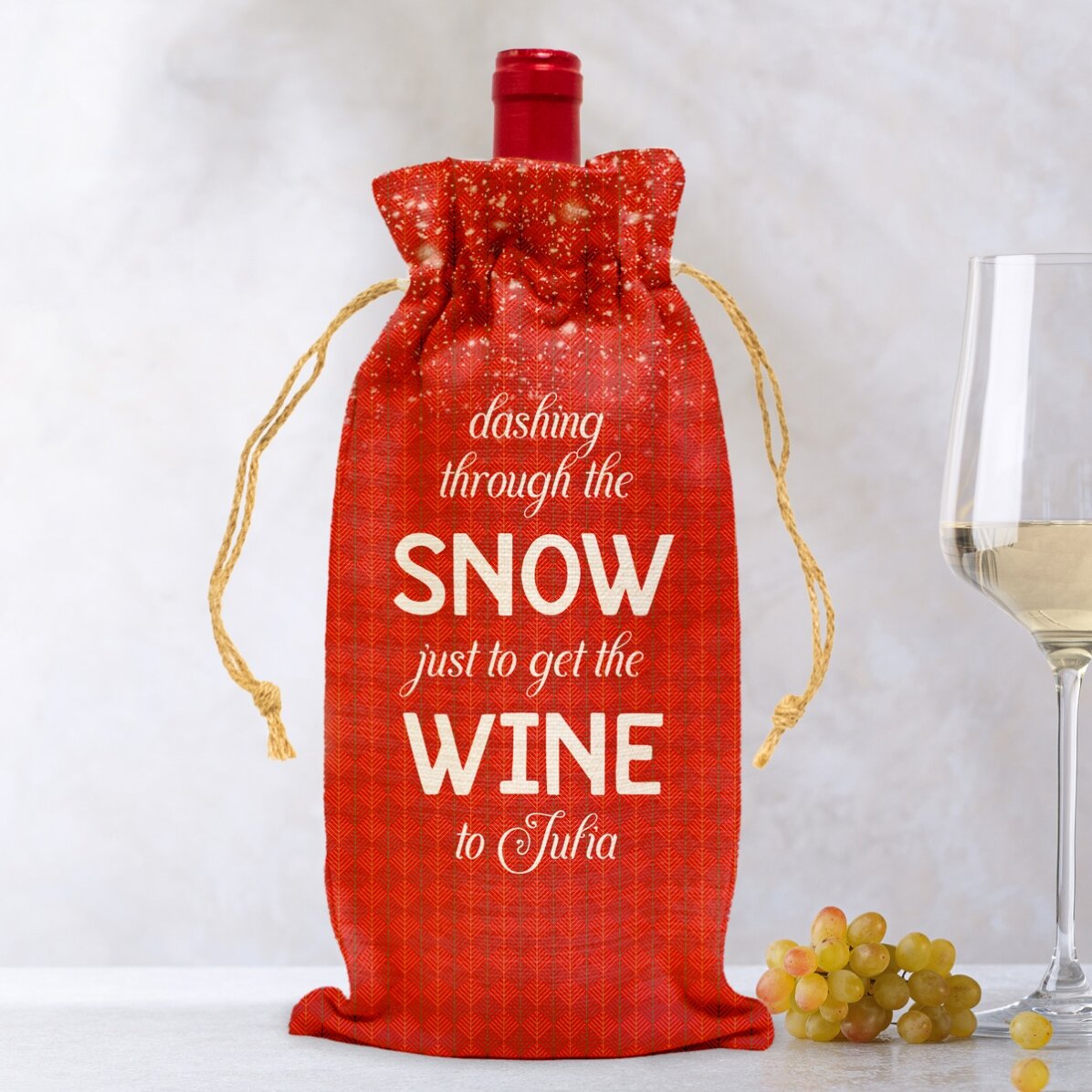 Sac personnalisé pour bouteille de vin - Dashing through the snow