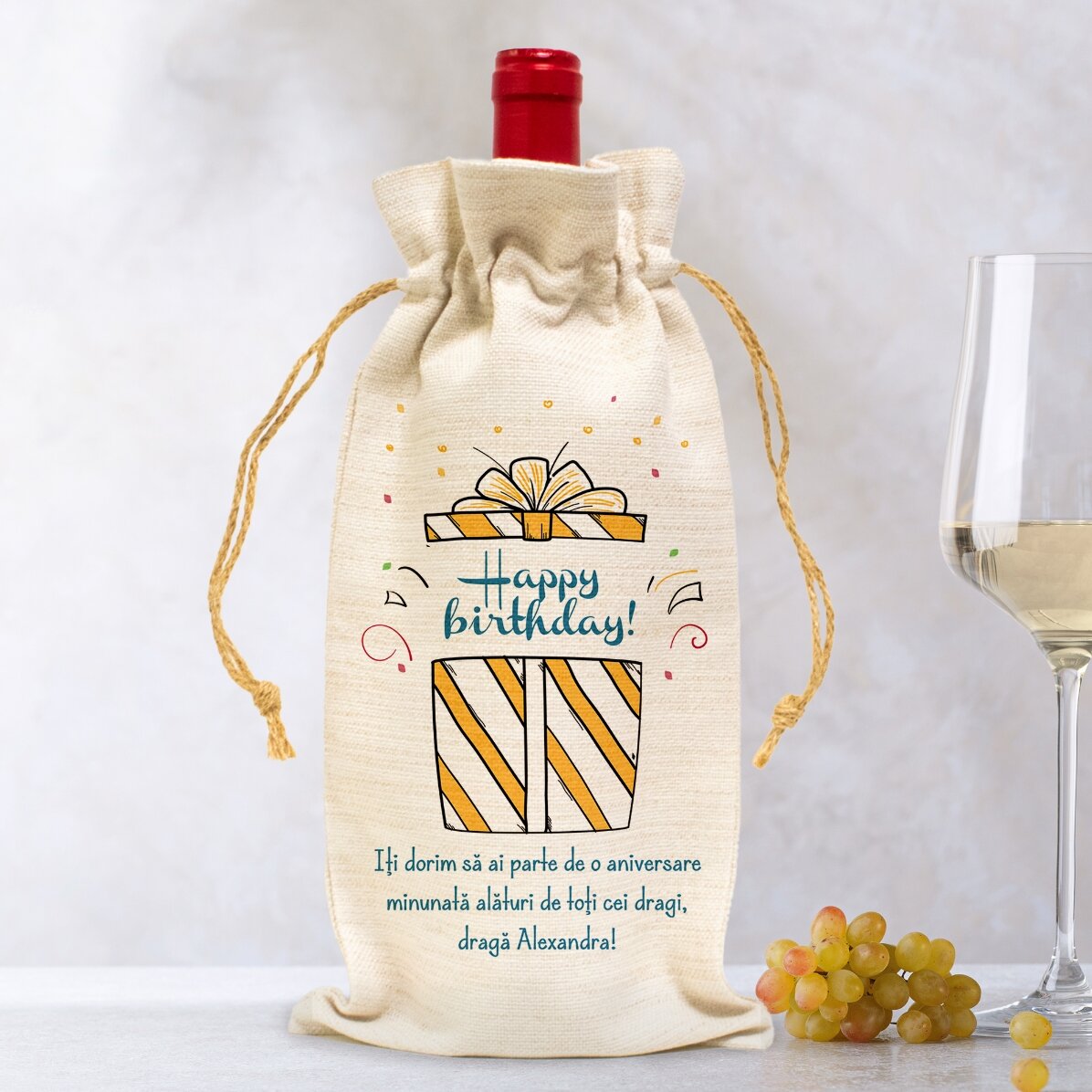 Sac personnalisé pour bouteille de vin - Cadeau d