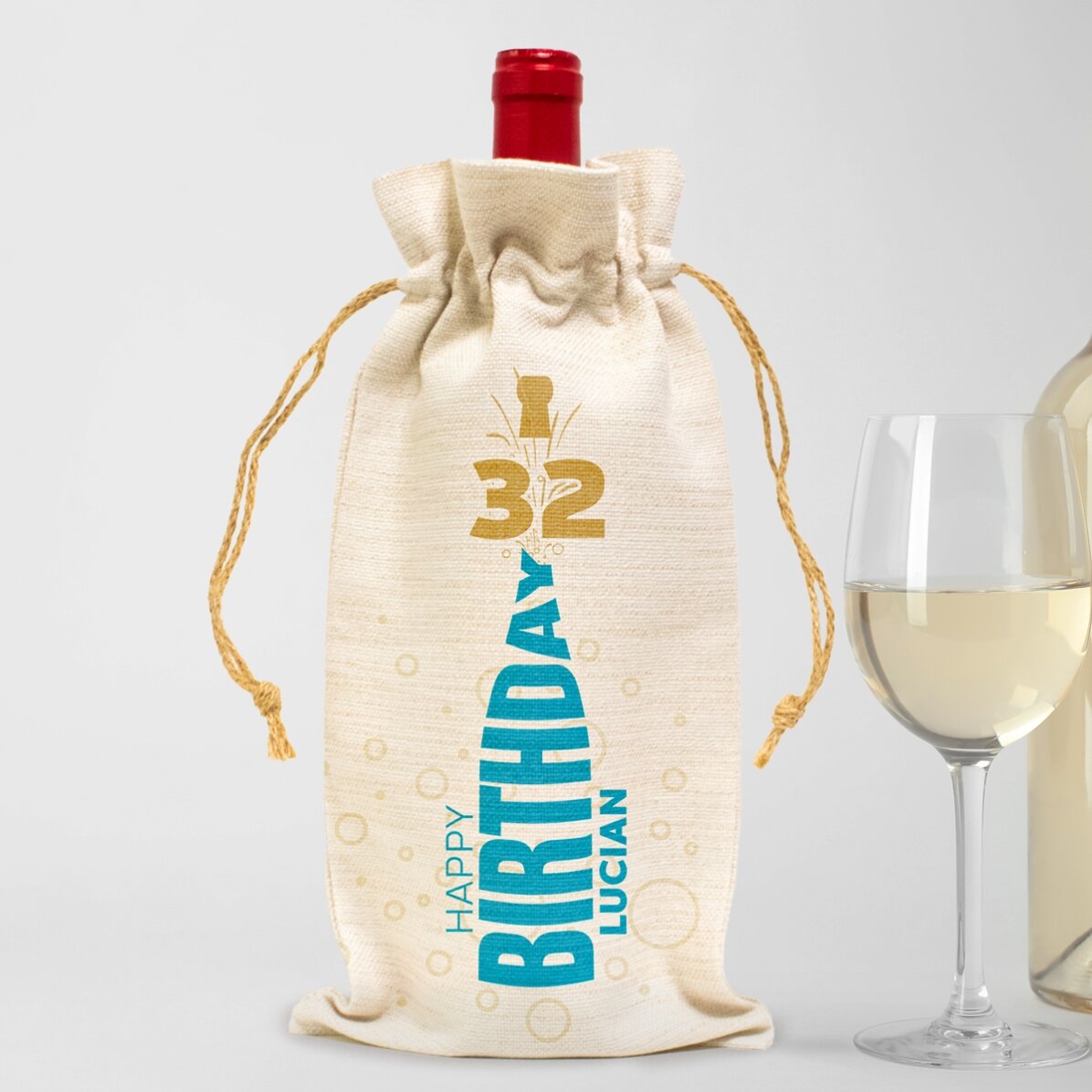 Sachet personnalisé pour bouteille de vin - Joyeux anniversaire