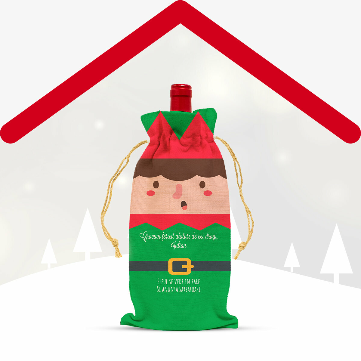 Sachets personnalisés pour les bouteilles de vin de Noël
