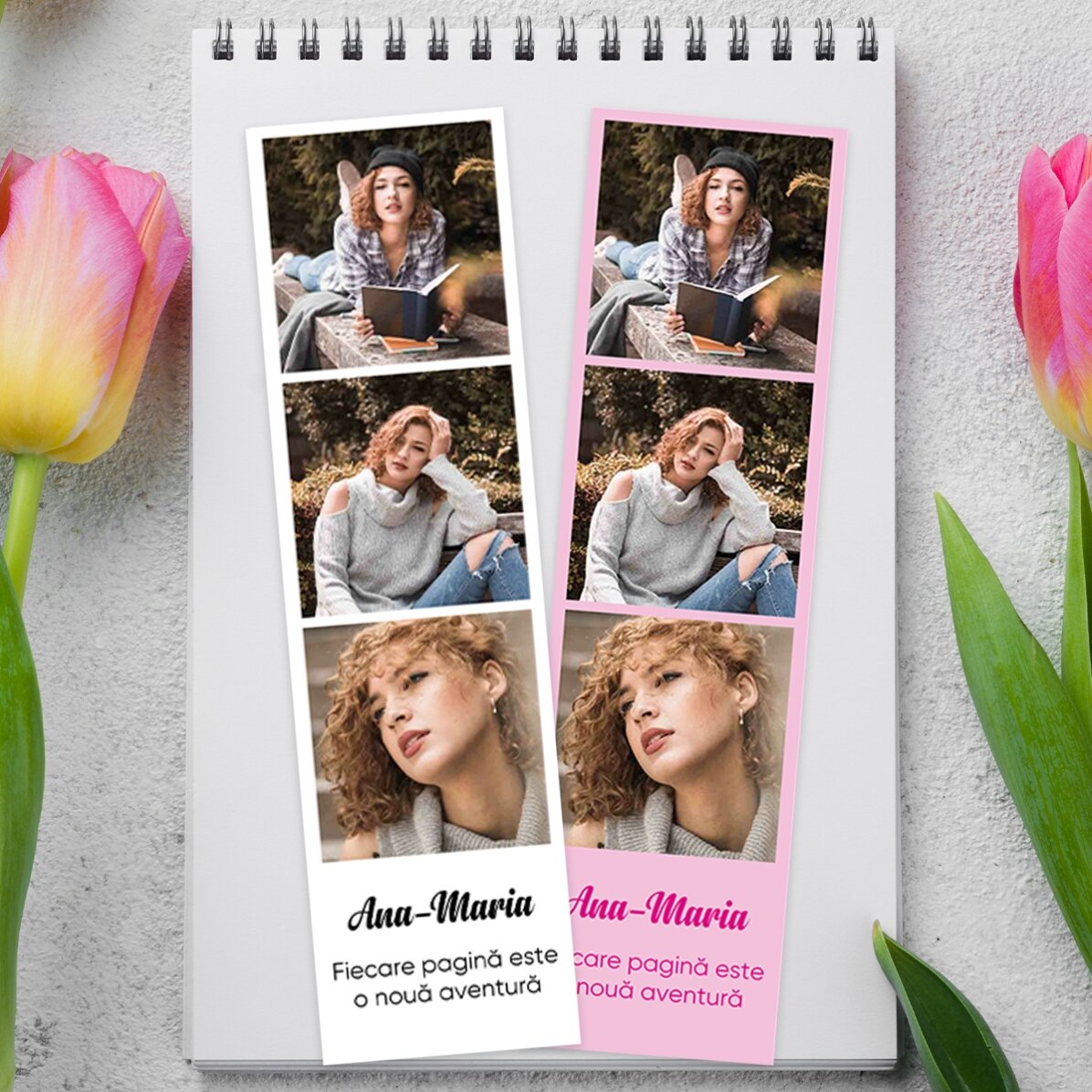 Marque-page personnalisé avec 3 photos et un message