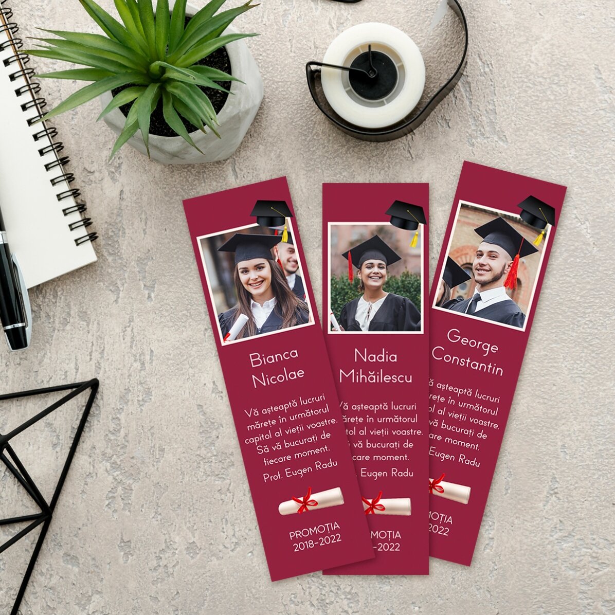 Marque-page personnalisé avec une photo et un message - Remise des diplômes