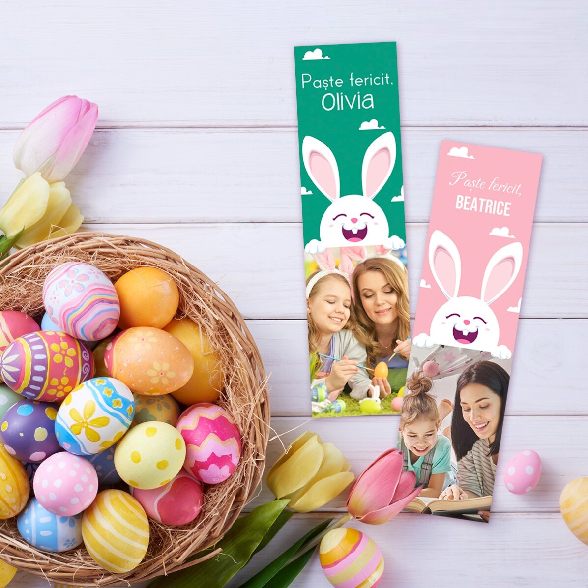 Marque-page personnalisé avec une photo et un message - Lapin