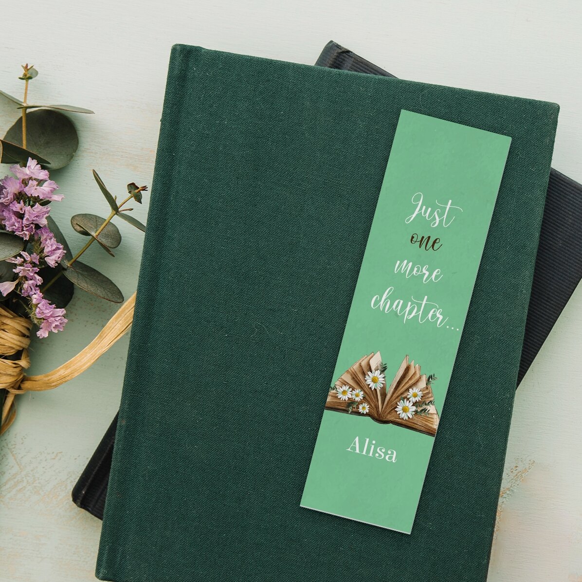 Marque-page personnalisé avec inscription - « Just one more chapter »