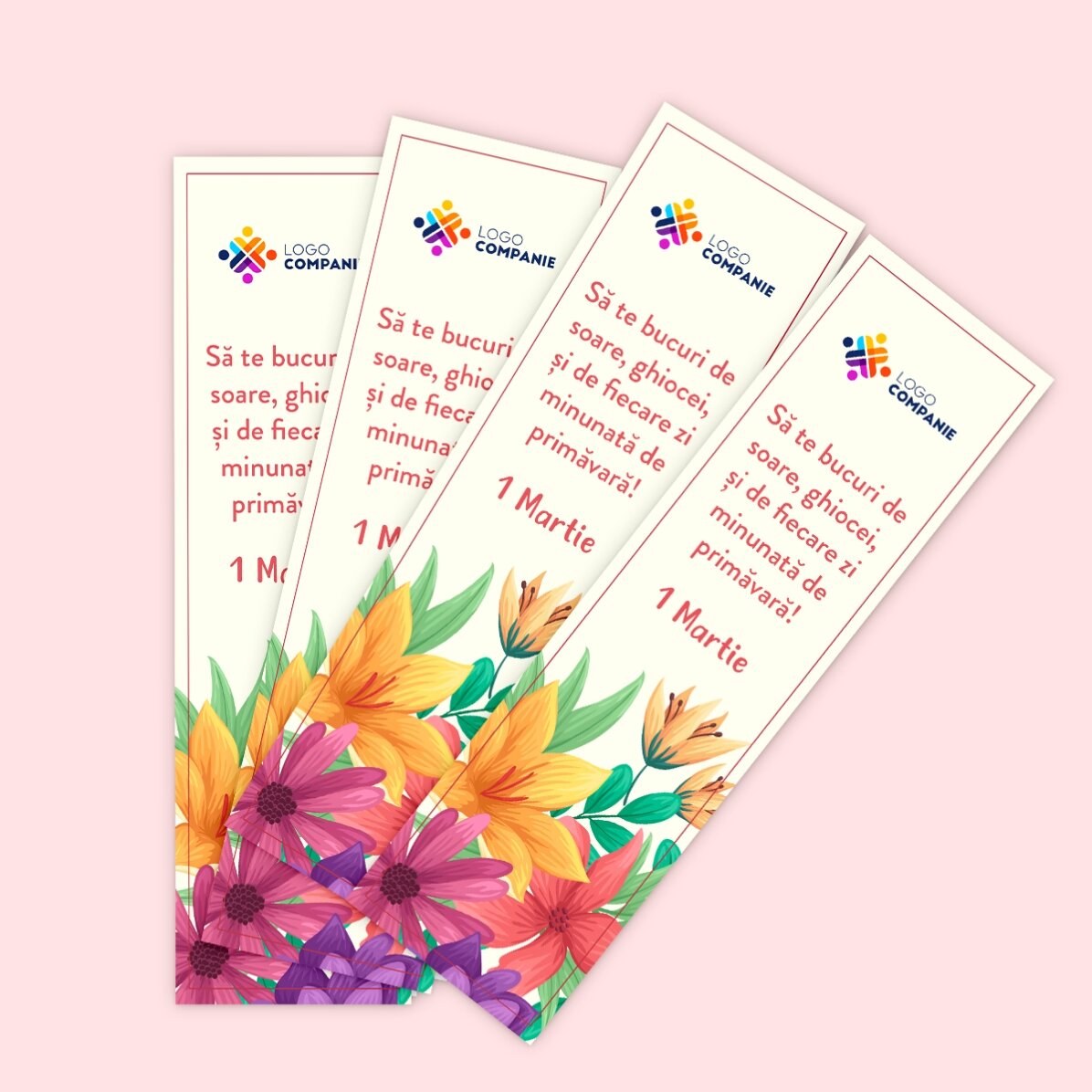 Marque-page personnalisé avec logo et message de printemps