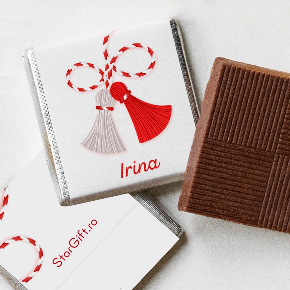 Lot de 10 mini-chocolats personnalisés avec un prénom « doux »