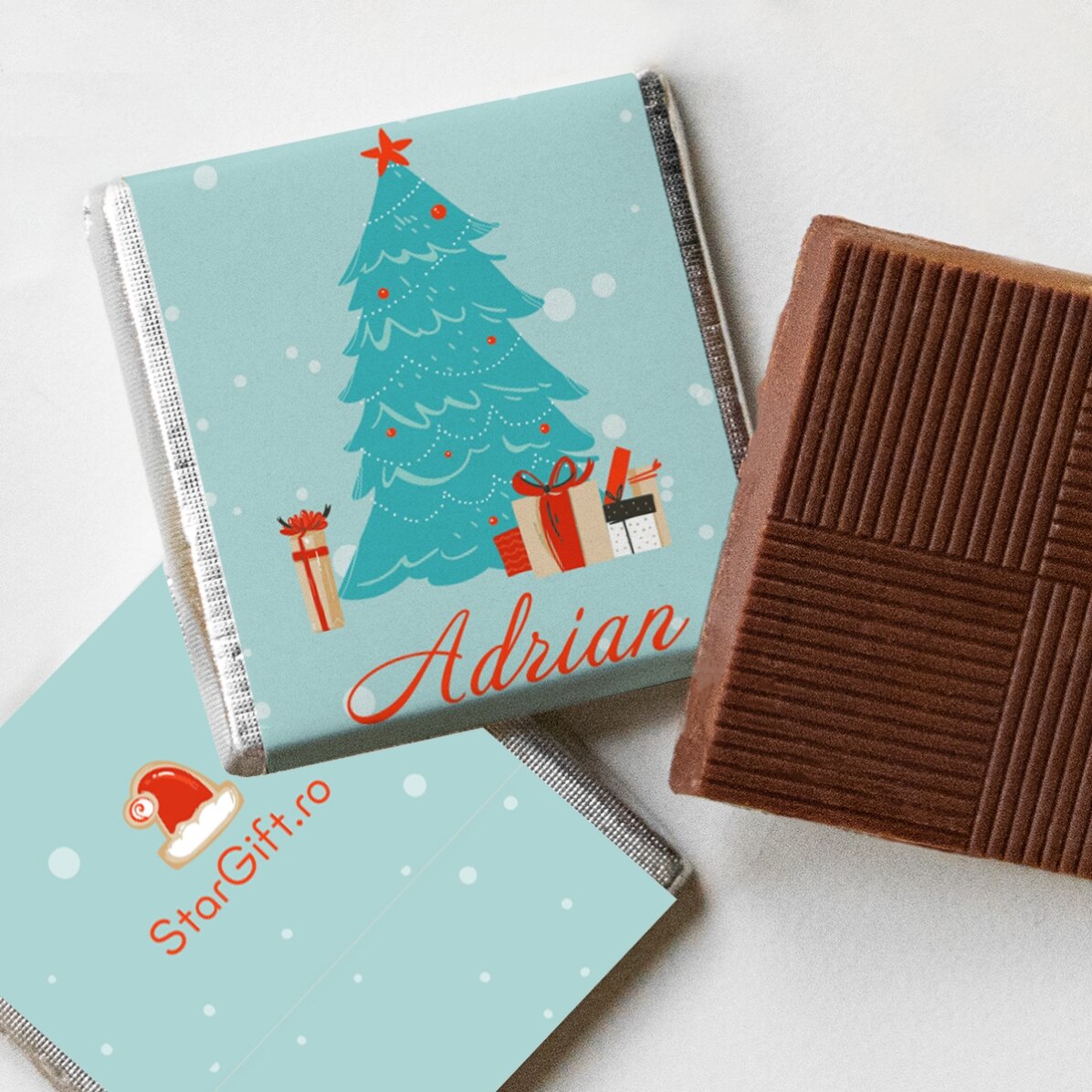 Lot de 10 mini-chocolats personnalisés avec un prénom - Sweet Christmas