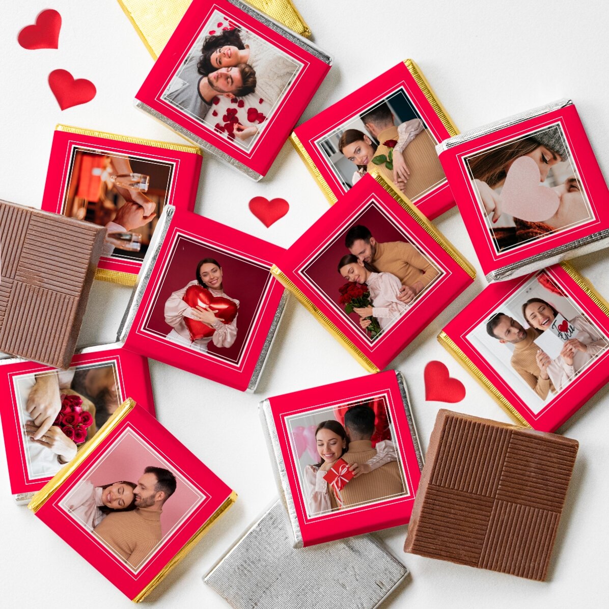 Lot de 10 mini-chocolats personnalisés avec photo