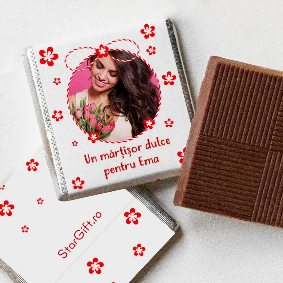 Lot de 10 mini-chocolats personnalisés avec des photos et du texte