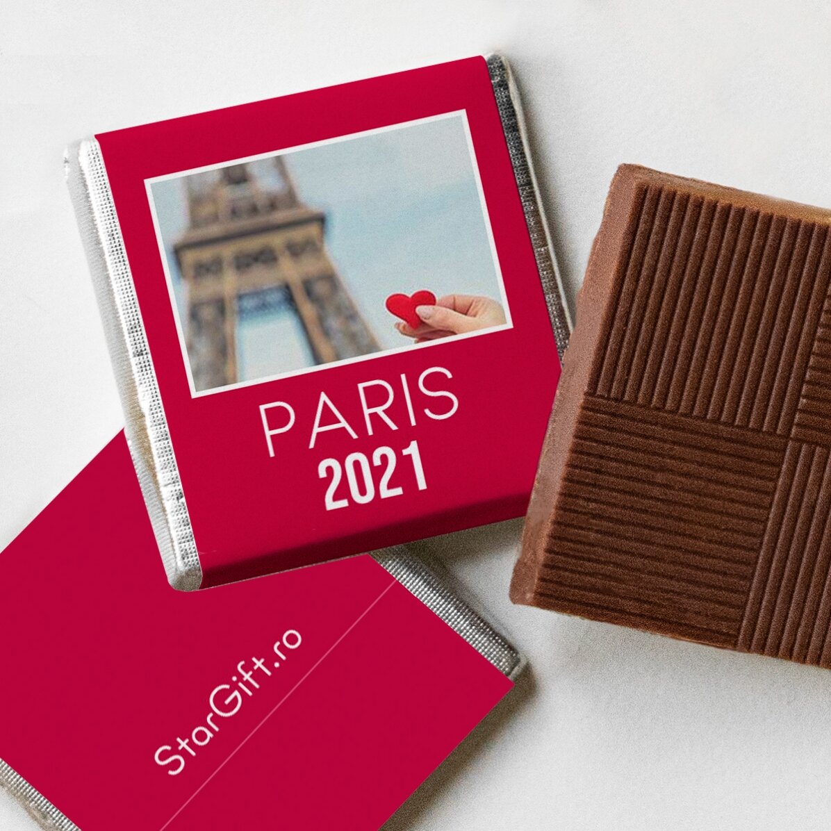 Lot de 10 mini-chocolats personnalisés avec des photos et du texte
