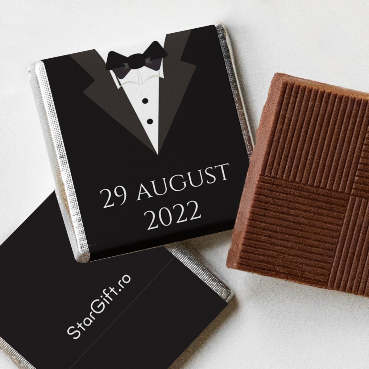 Lot de 10 mini-chocolats personnalisés avec le texte « Mr and Mrs »