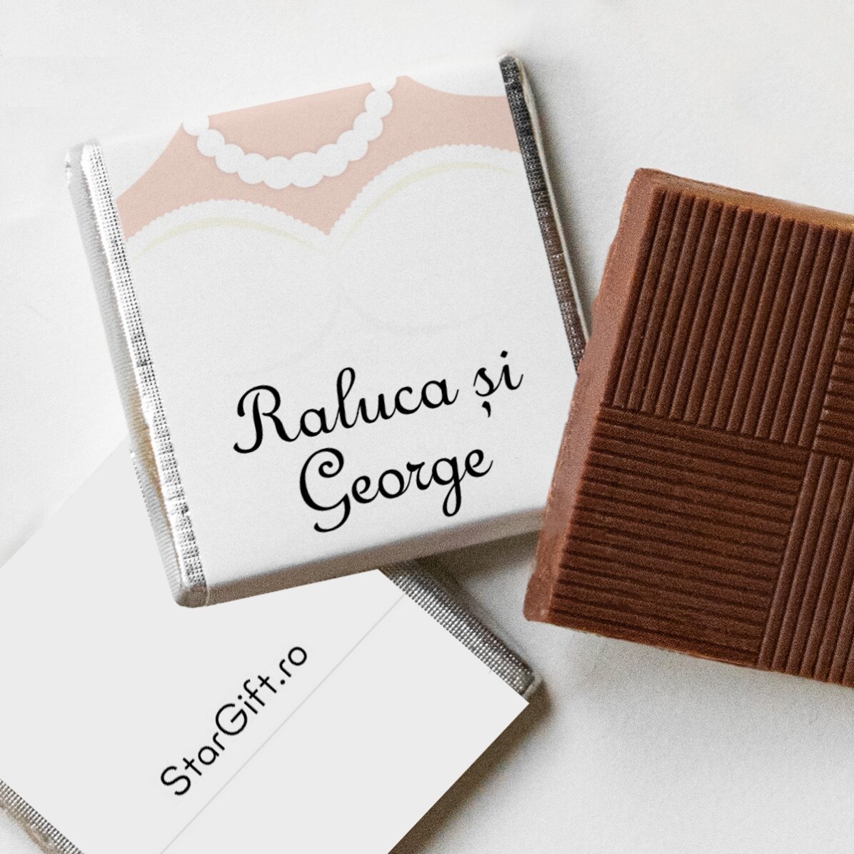 Lot de 10 mini-chocolats personnalisés avec le texte « Mr and Mrs »