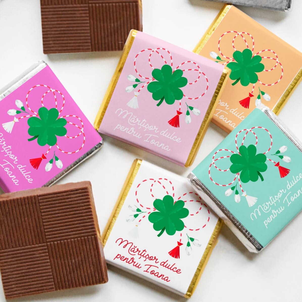 Lot de 10 mini-chocolats personnalisés avec un prénom