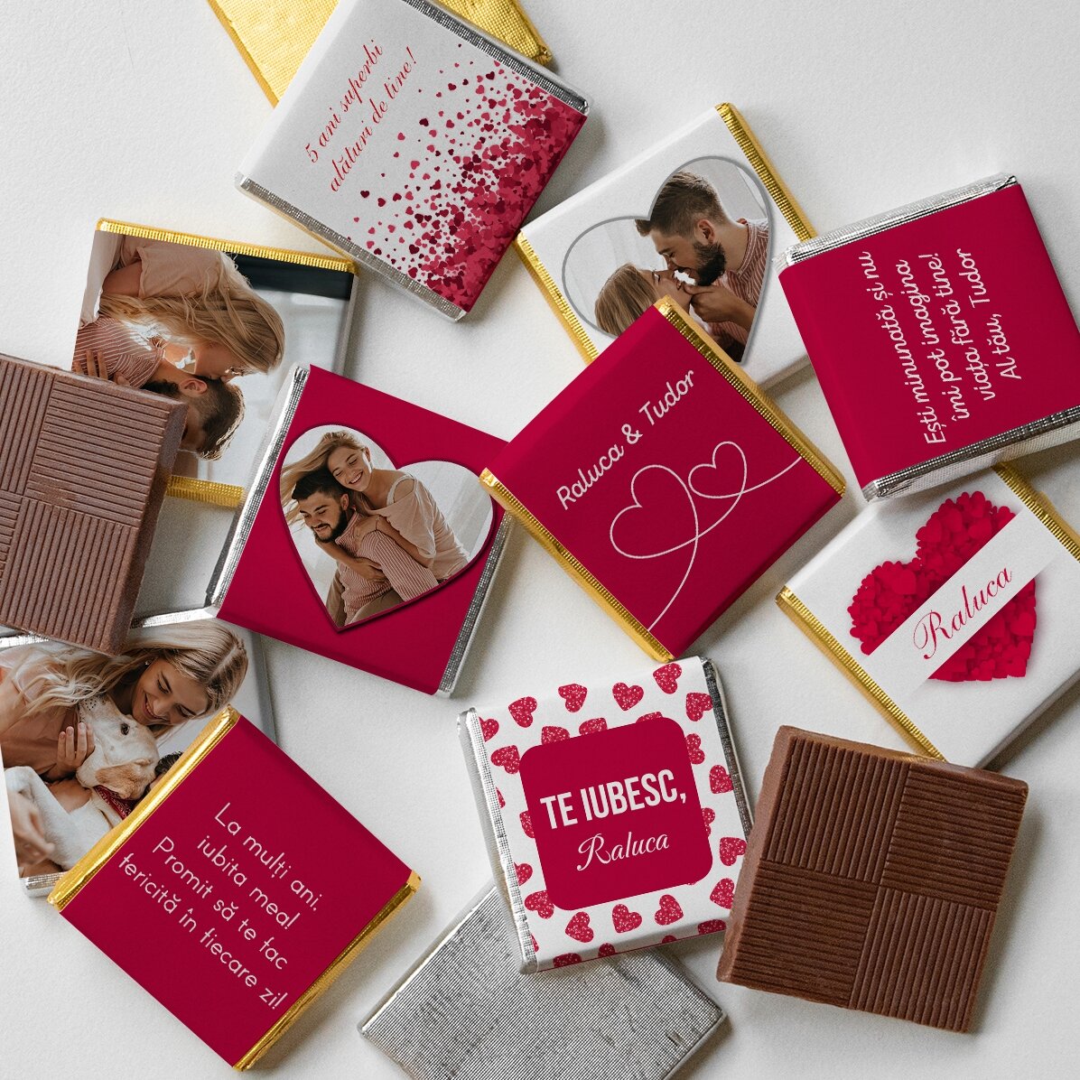 Lot de 10 mini-chocolats personnalisés - Je t