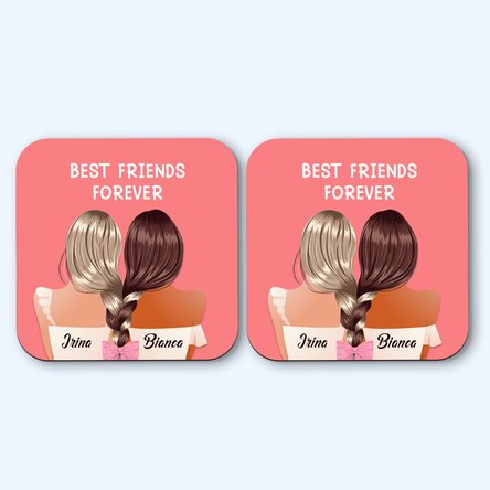 Set of 2 personalised coasters with text - Best friends
