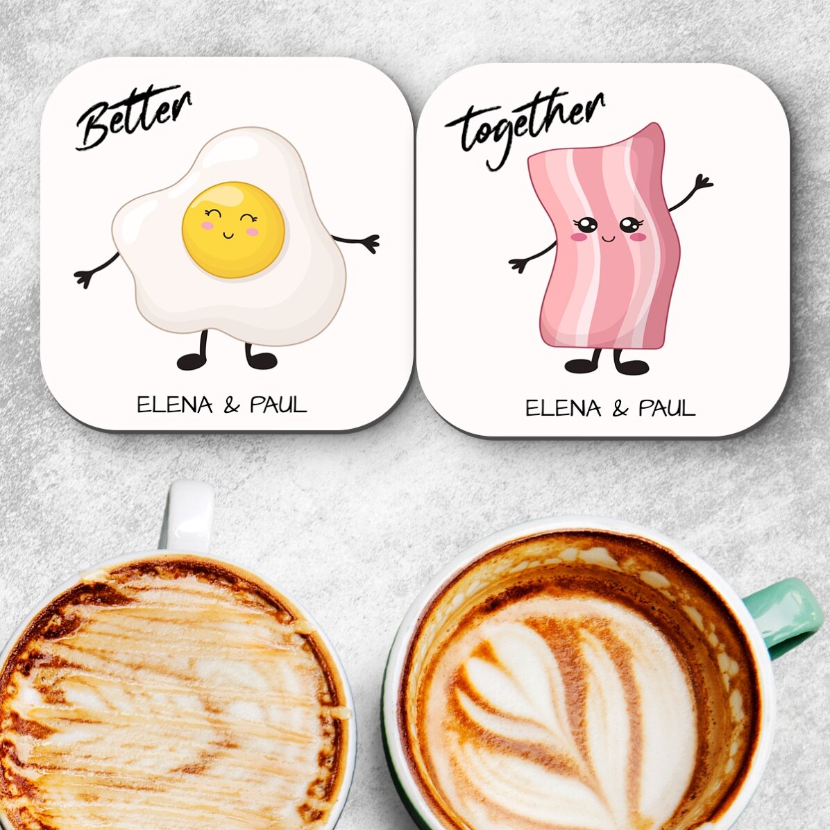 Lot de 2 sous-verres personnalisés avec un texte - Better Together