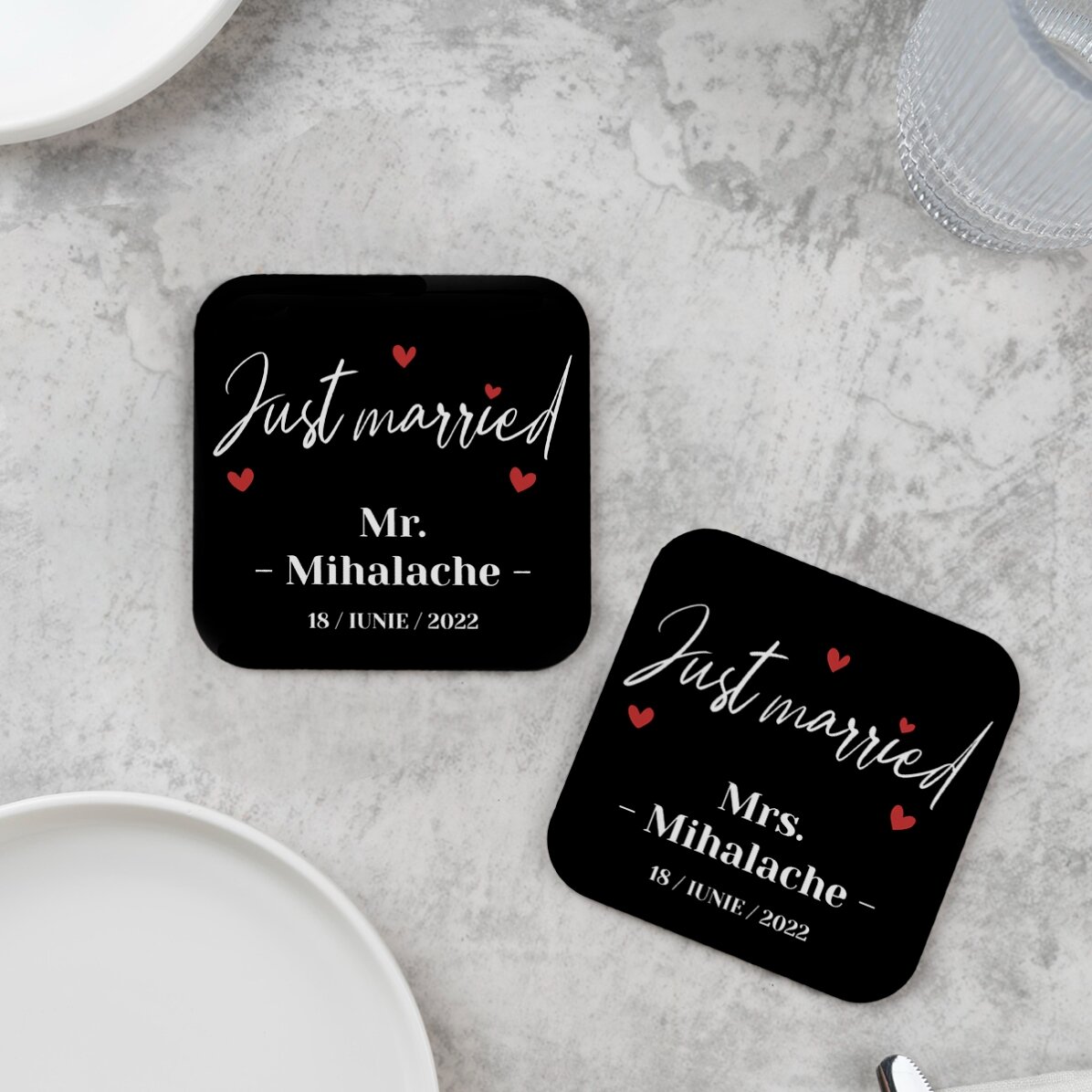 Lot de 2 sous-verres personnalisés avec l