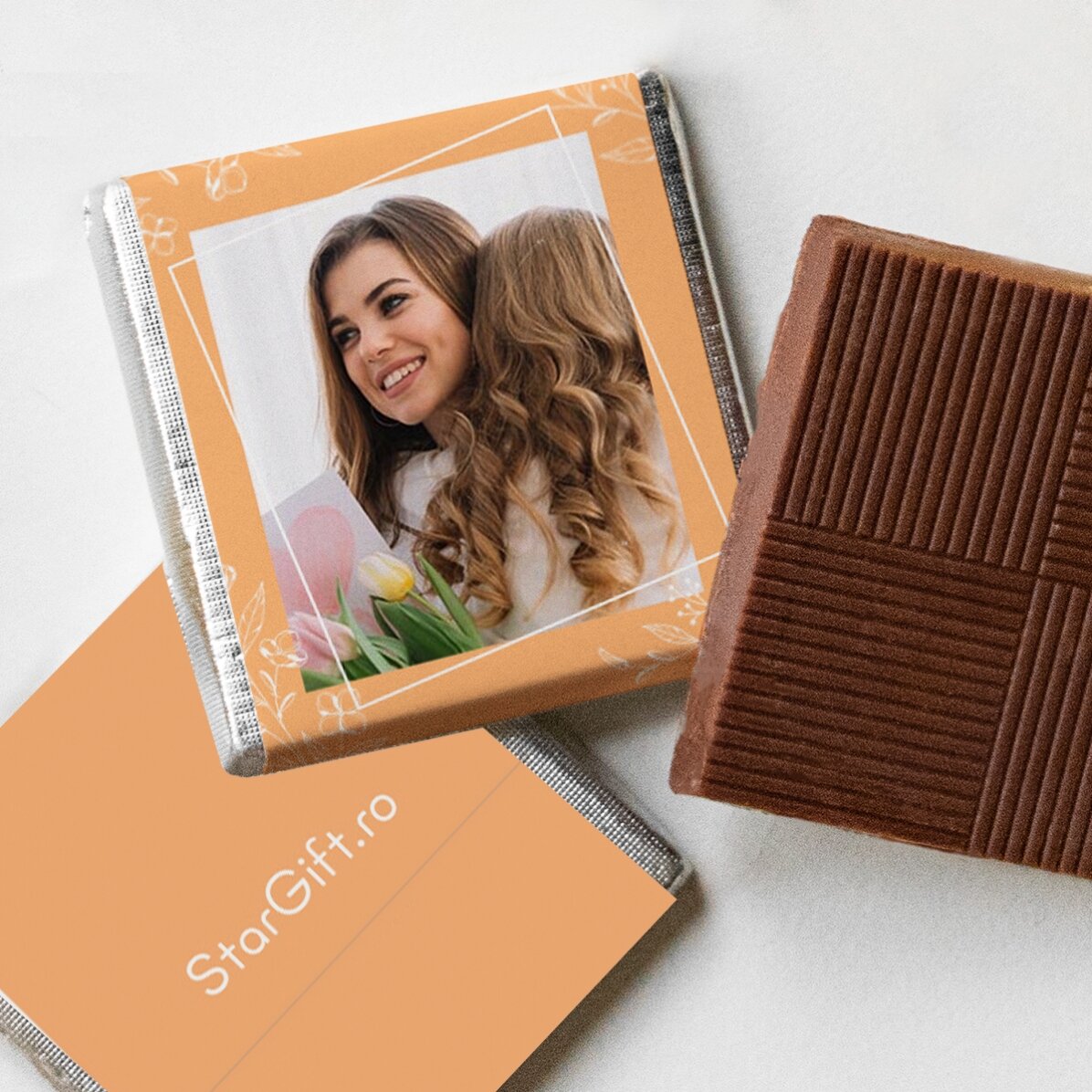 Lot de 5 mini-chocolats personnalisés avec photos et texte - Maman