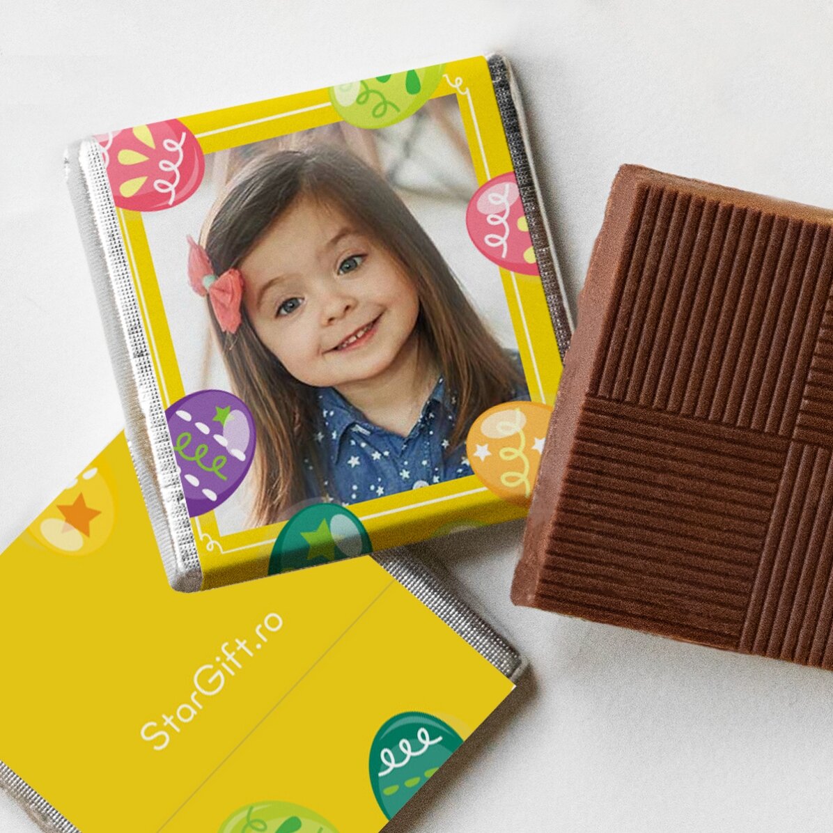 Lot de 5 mini-chocolats personnalisés avec photos et texte - Pâques