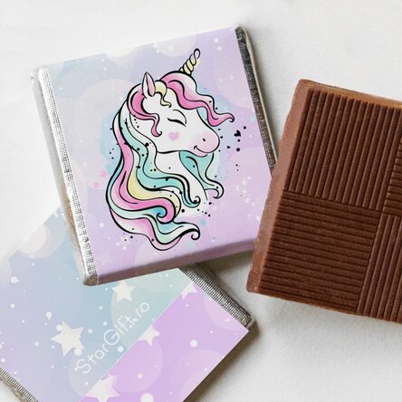 Set of 5 mini chocolates personalised with photos and text - Unicorn