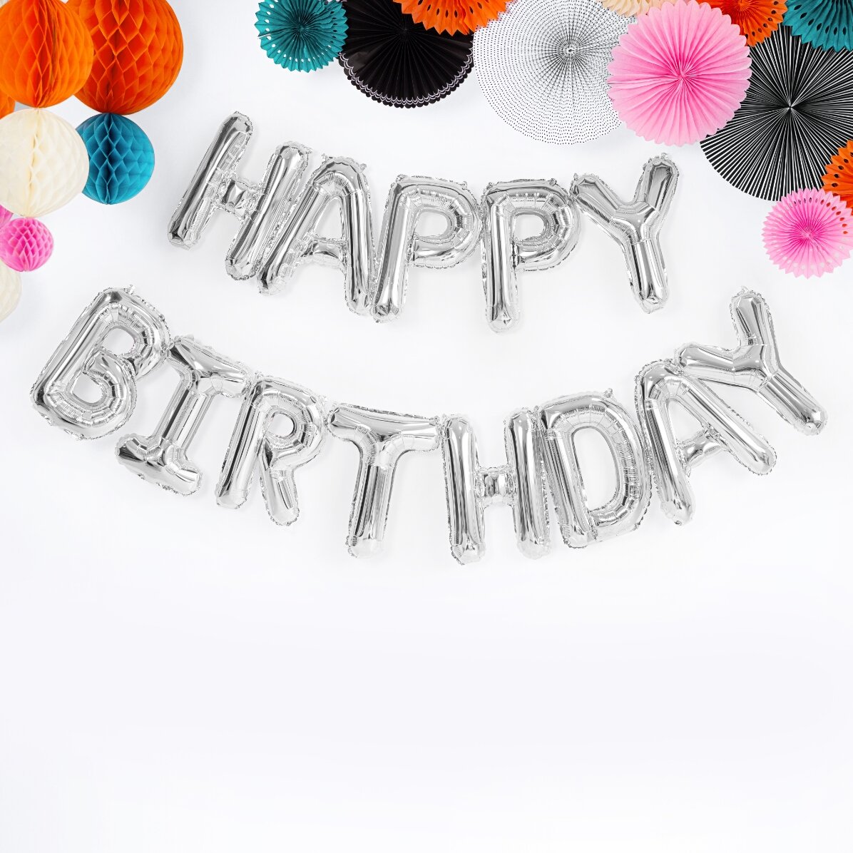 Lot de ballons - « Happy Birthday » argentés