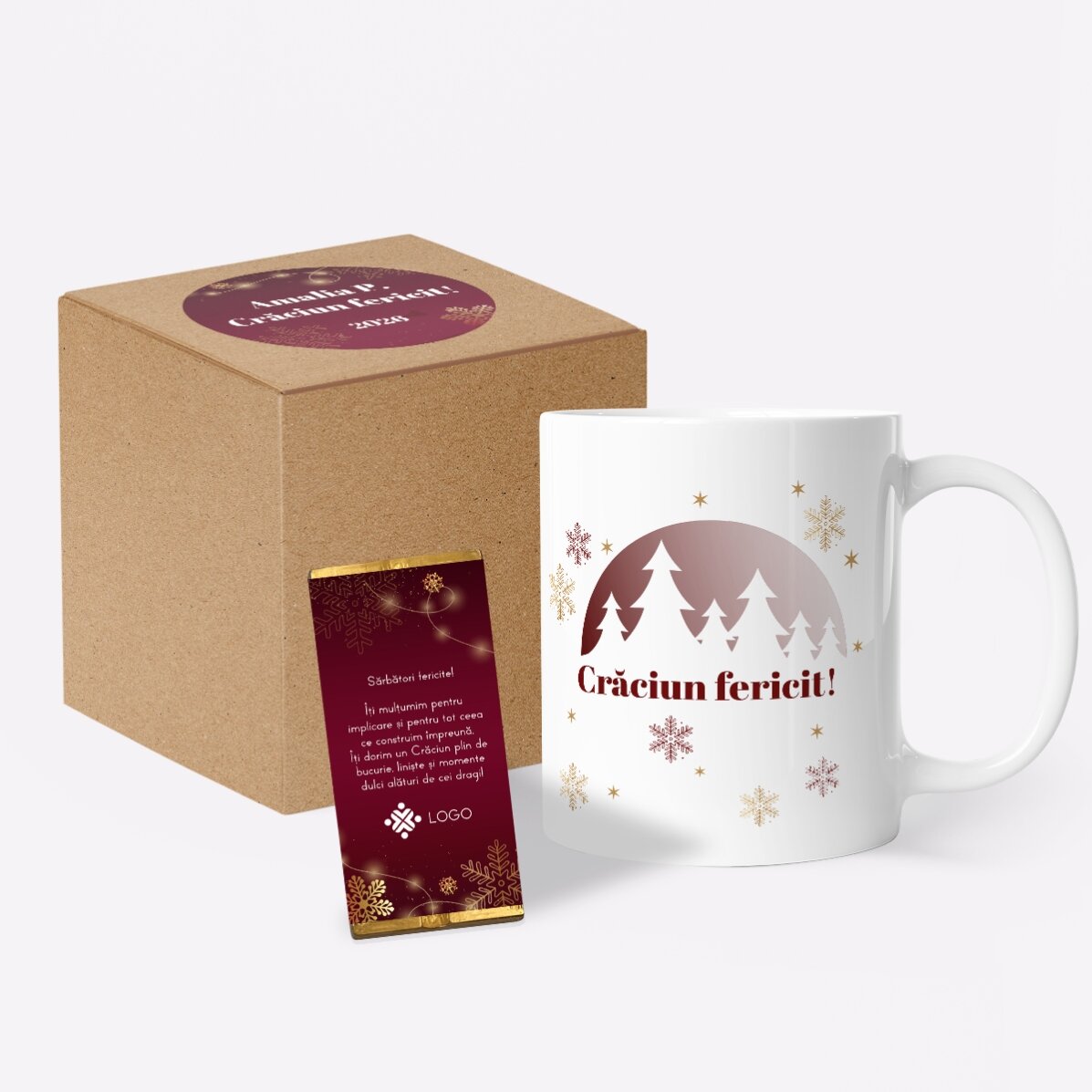 Coffret cadeau de Noël personnalisé avec logo et message - Red Christmas