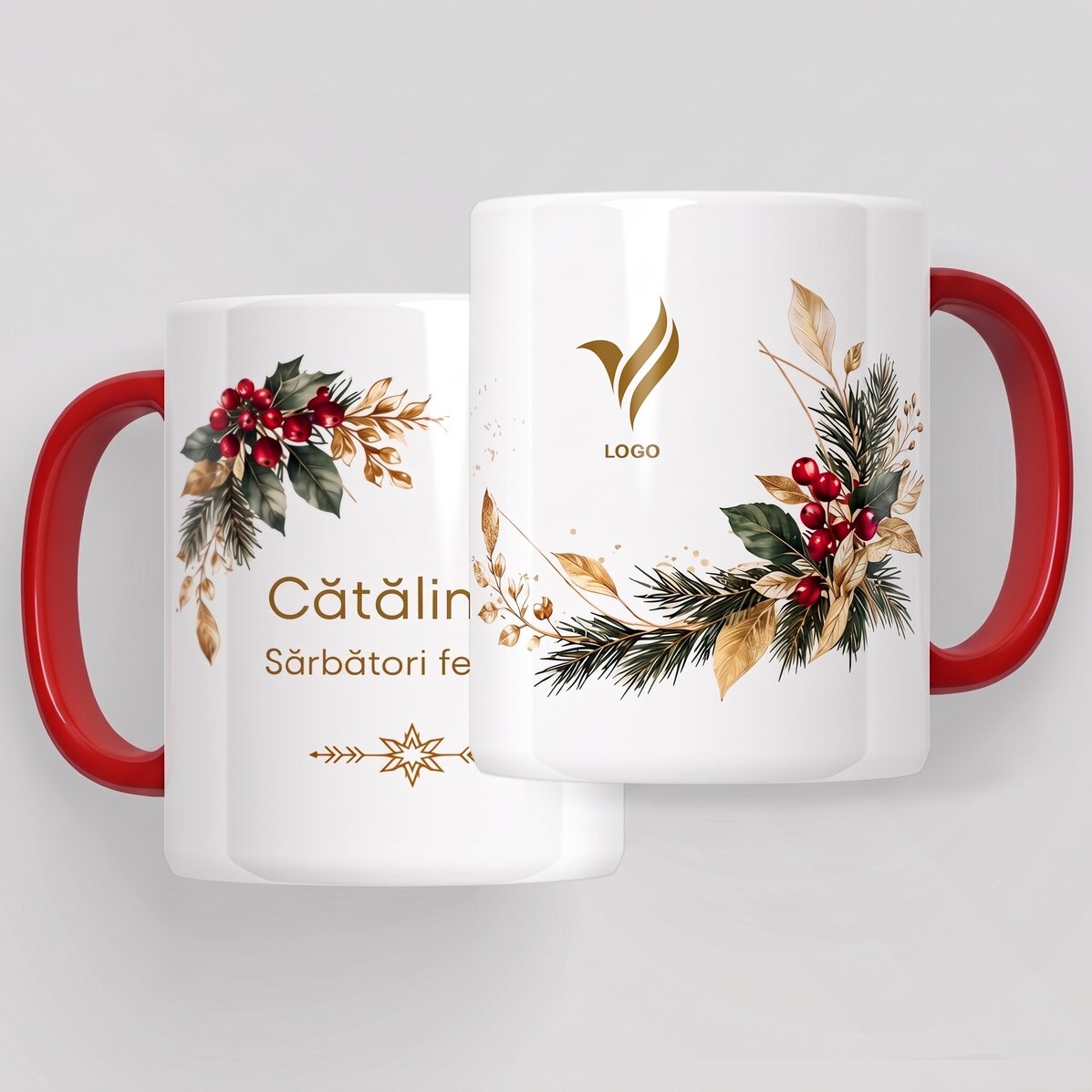 Coffret cadeau de Noël personnalisé avec logo et texte - Festif