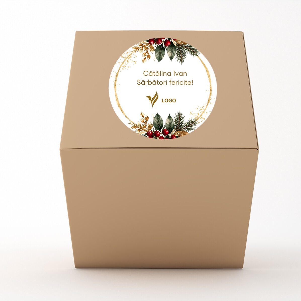 Coffret cadeau de Noël personnalisé avec logo et texte - Festif