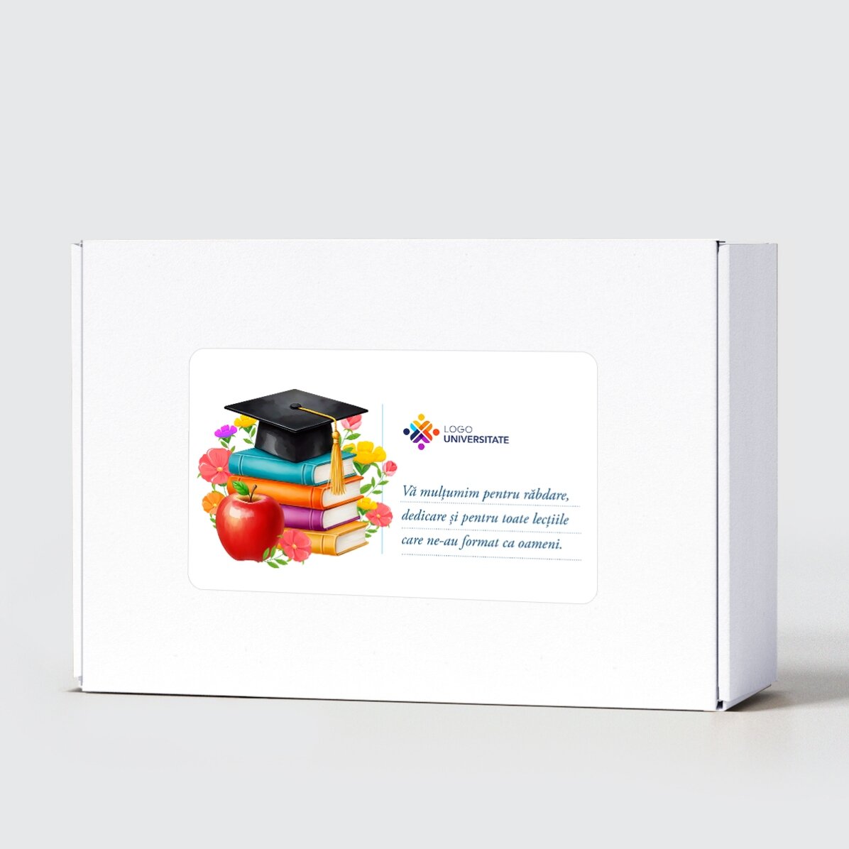 Coffret cadeau pour enseignantes, personnalisé avec un message et un logo