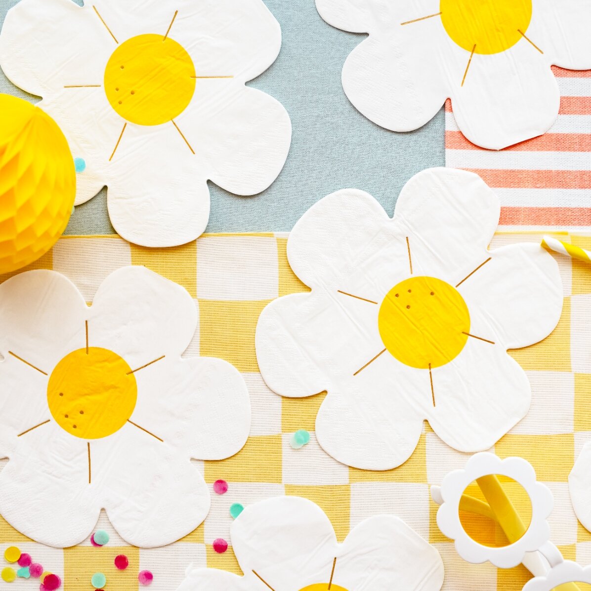 Lot de 12 serviettes décoratives - Marguerites
