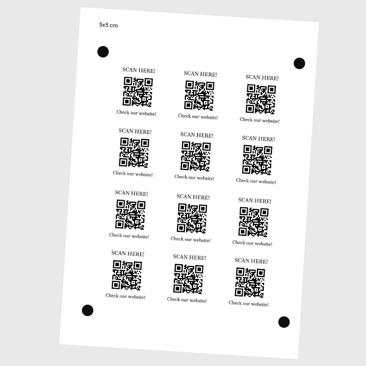 Lot de 12 autocollants (étiquettes adhésives) personnalisés avec texte et code QR - Check