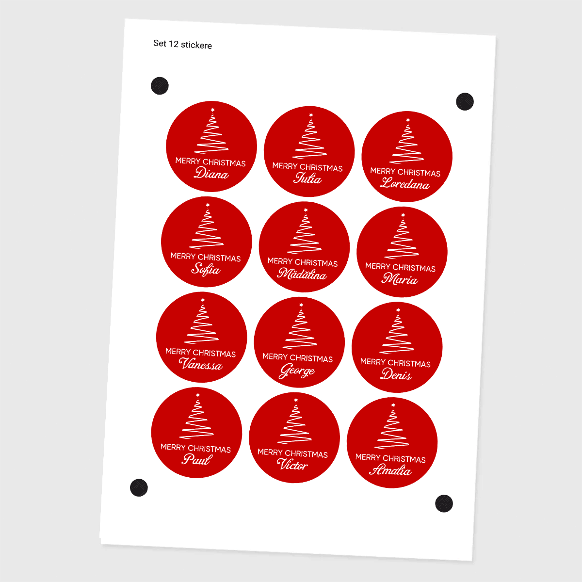 Lot de 12 autocollants (étiquettes adhésives) personnalisés avec un message - Noël