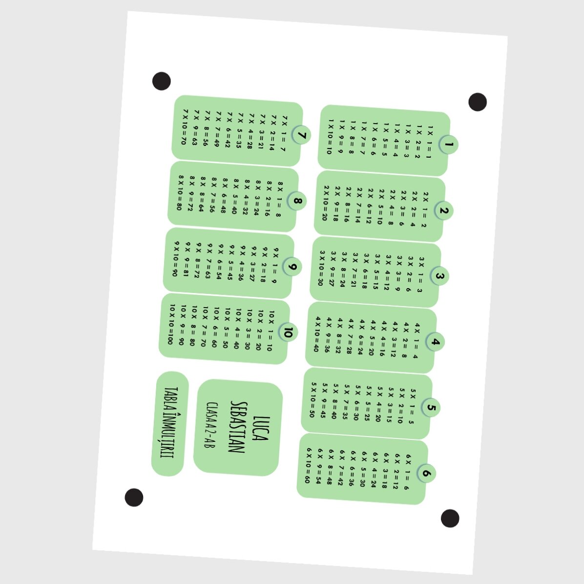 Lot de 12 autocollants (étiquettes adhésives) personnalisés avec un texte et la table de multiplicat