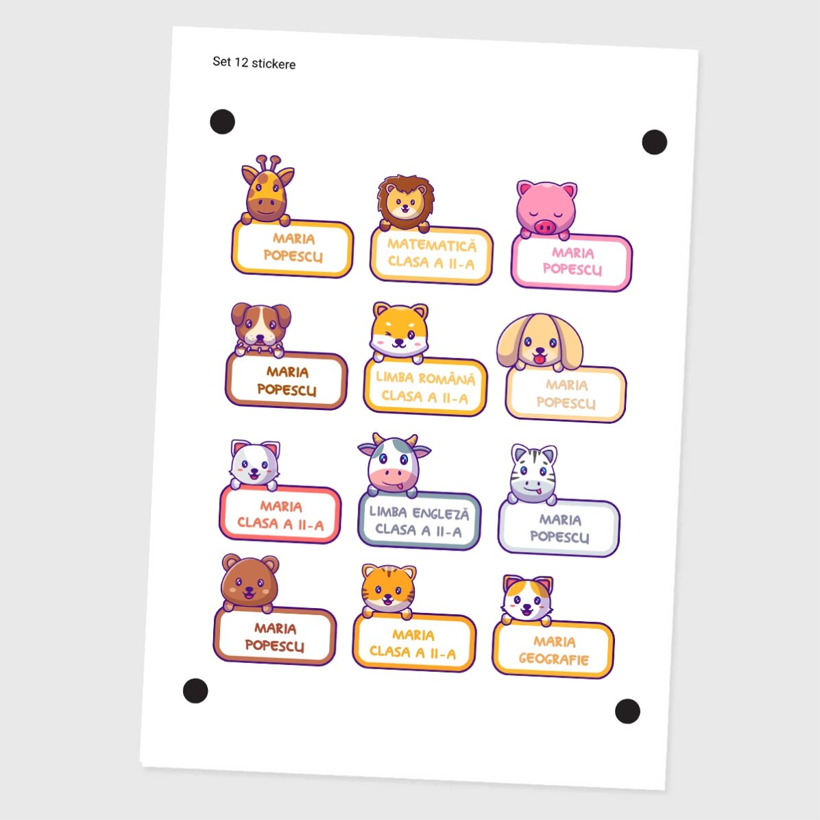 Lot de 12 autocollants (étiquettes adhésives) personnalisés pour l