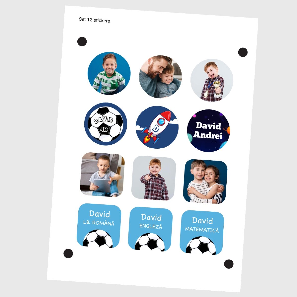 Lot de 12 autocollants (étiquettes adhésives) personnalisés pour l