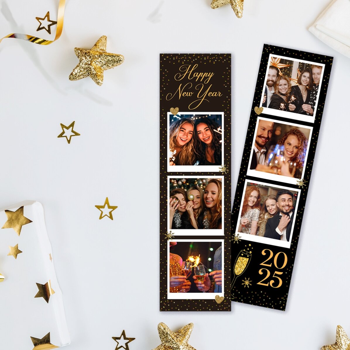 Lot de 2 aimants personnalisés avec photos et texte - Bonne année