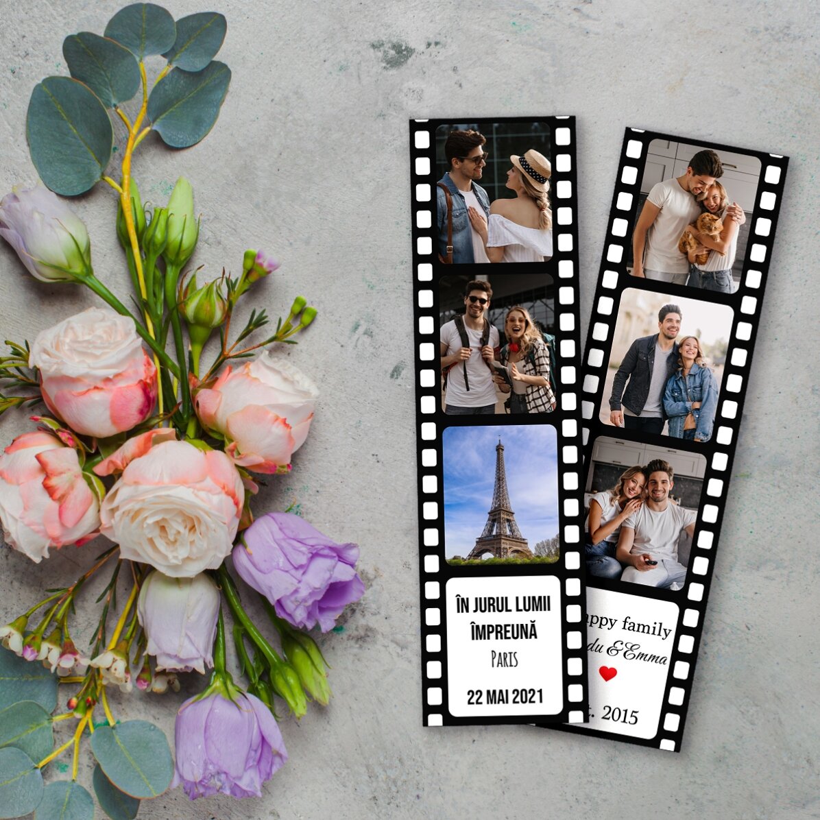 Lot de 2 aimants personnalisés avec photos et texte - Moments spéciaux