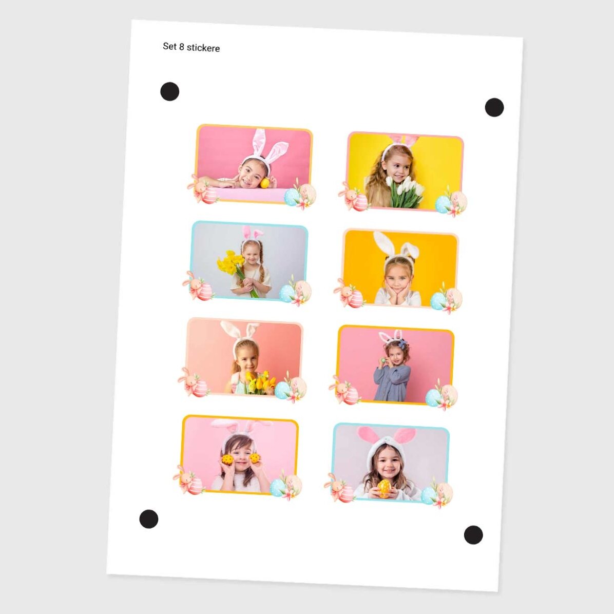 Lot de 8 autocollants (étiquettes adhésives) personnalisés avec des photos - Pâques