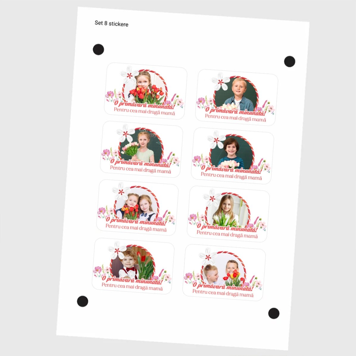 Lot de 8 autocollants (étiquettes adhésives) personnalisés avec des photos et un message