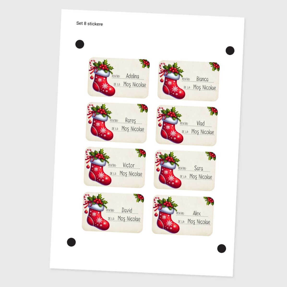 Lot de 8 autocollants personnalisés (étiquettes adhésives) - Avec toute mon affection, Saint Nicolas