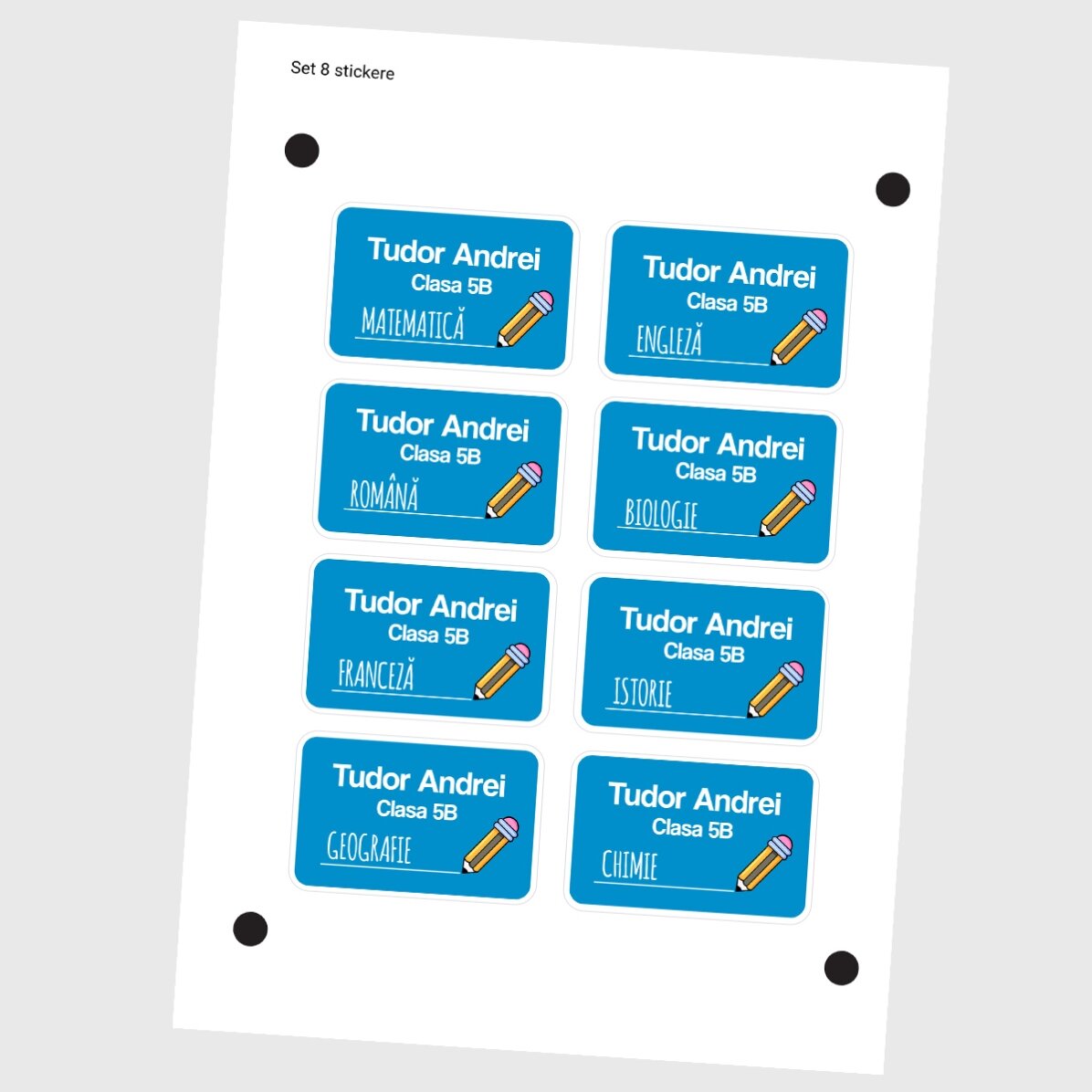 Lot de 8 autocollants (étiquettes adhésives) personnalisés pour l