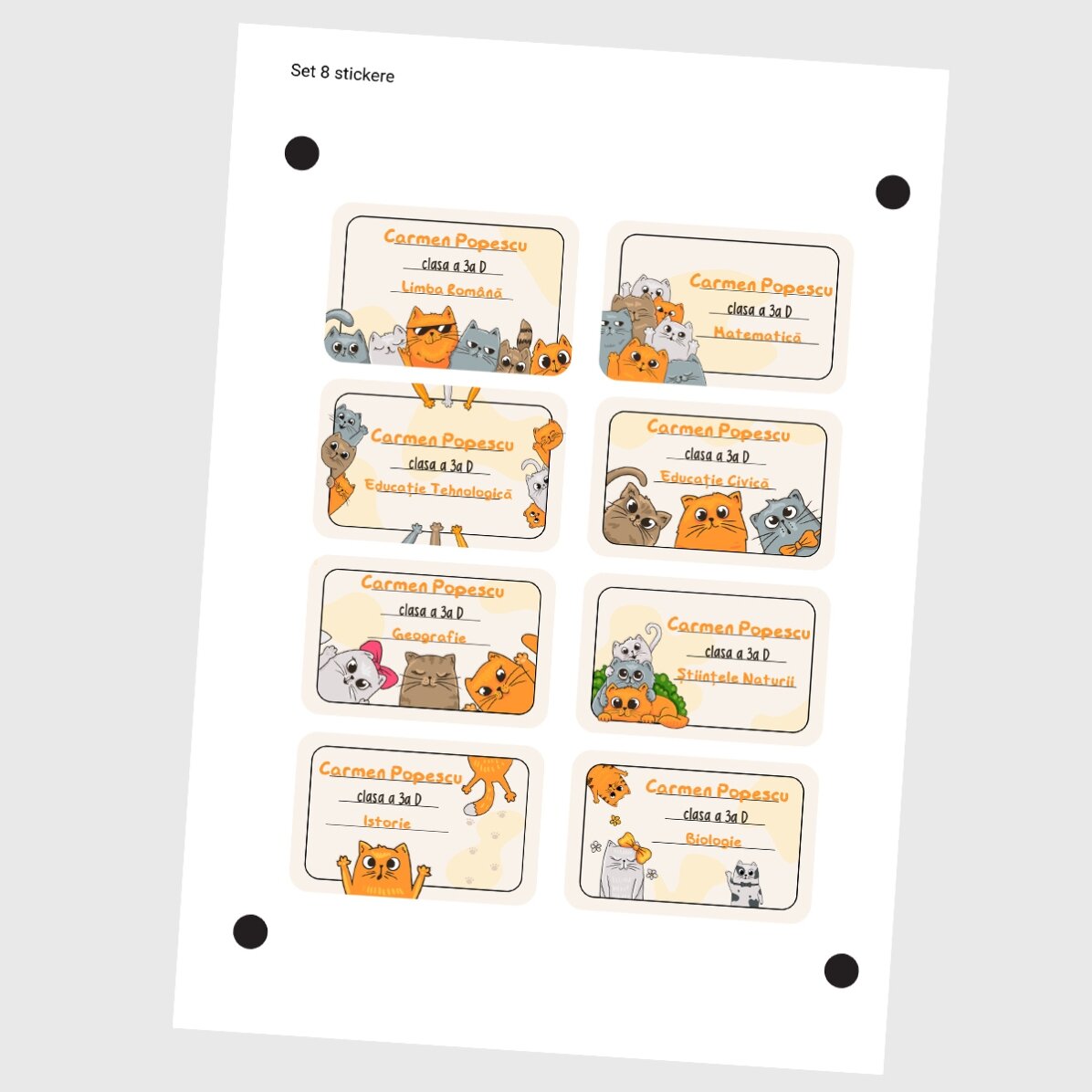 Lot de 8 autocollants (étiquettes adhésives) personnalisés pour l