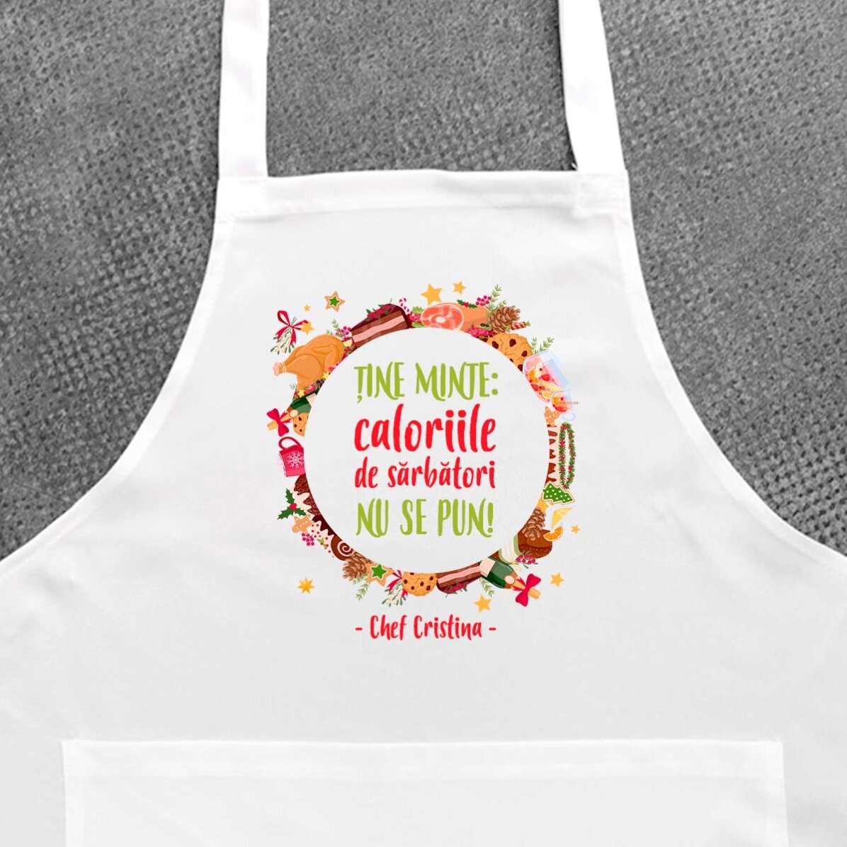 Tablier personnalisé avec texte - Les calories de Noël