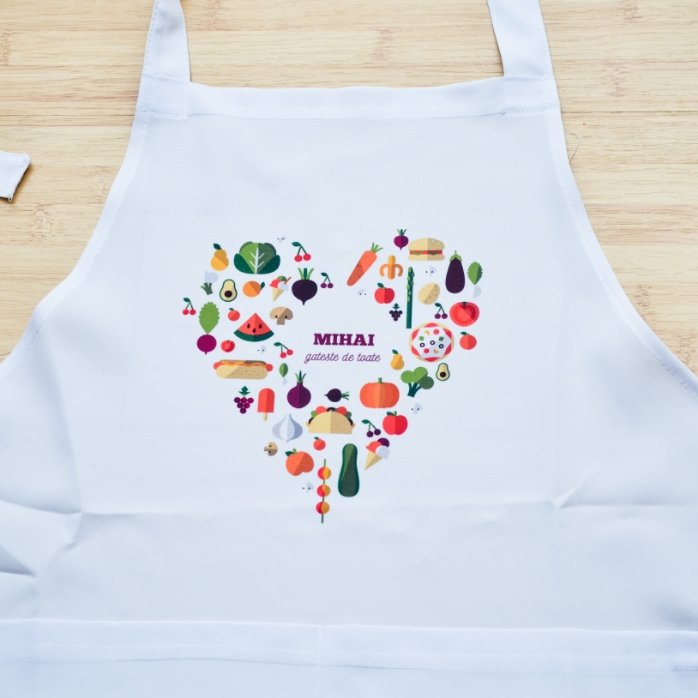 Tablier personnalisé avec texte - modèle « heart food »
