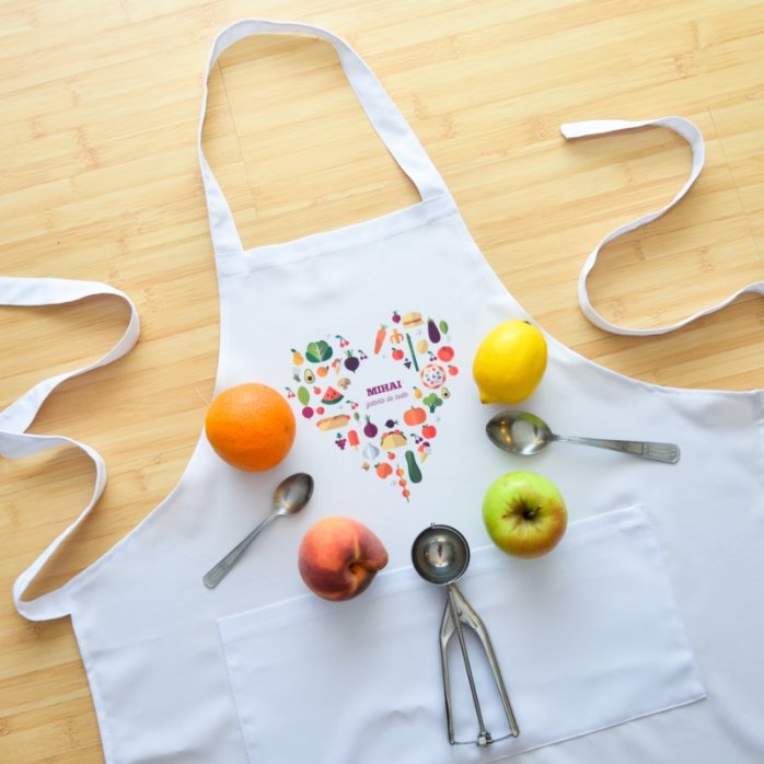 Tablier personnalisé avec texte - modèle « heart food »