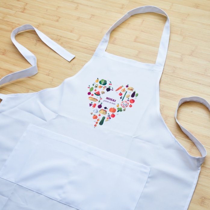 Tablier personnalisé avec texte - modèle « heart food »
