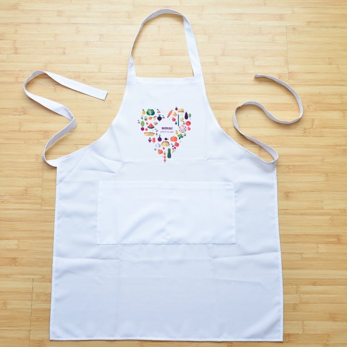 Tablier personnalisé avec texte - modèle « heart food »