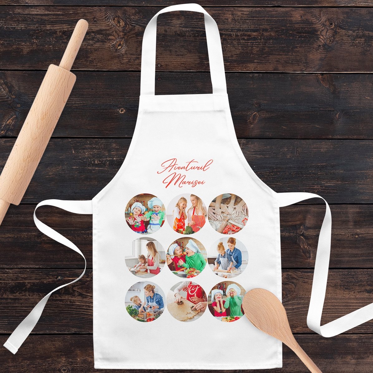 T-shirt personnalisé pour enfants avec 9 photos et un texte - Aventures en cuisine