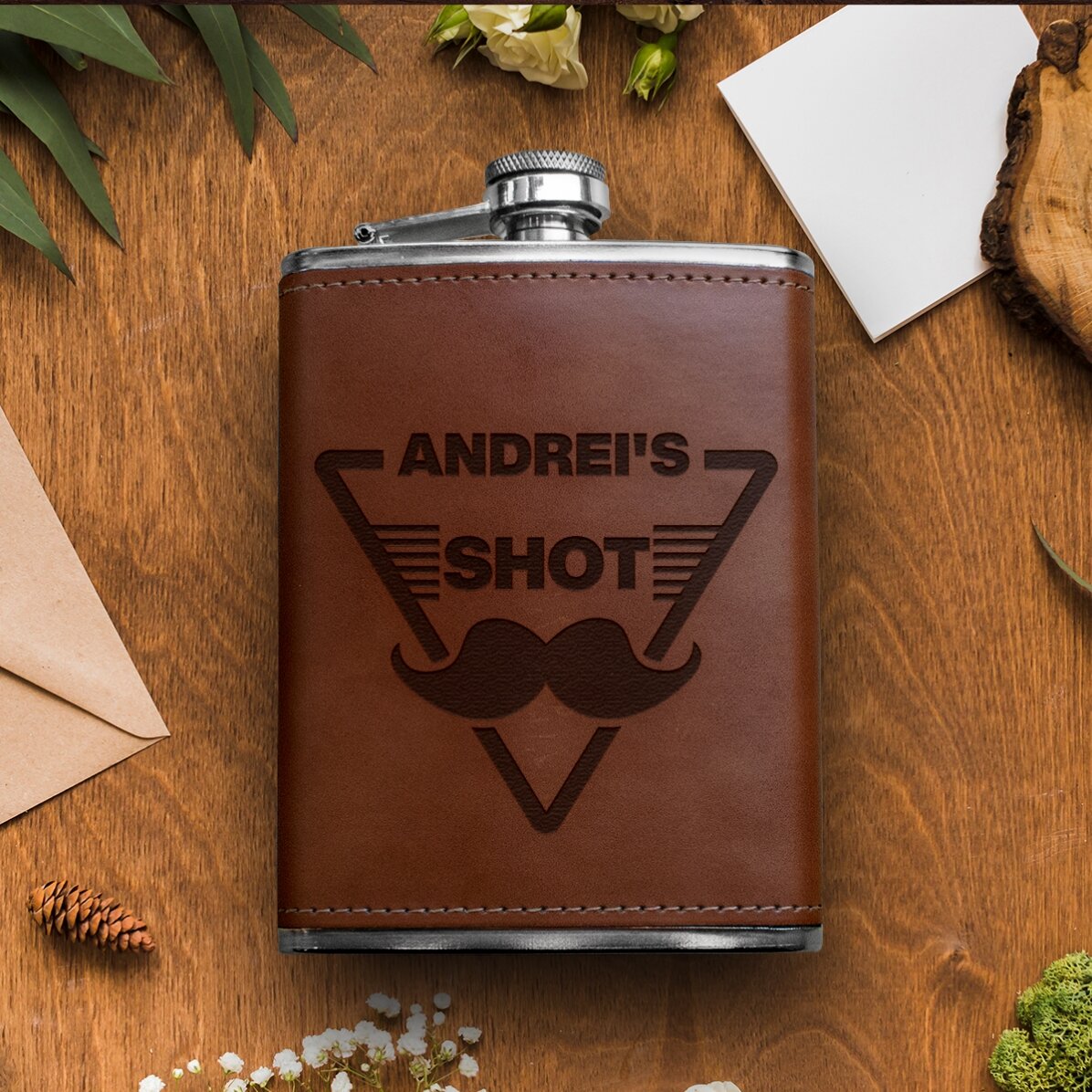 Flacon de poche personnalisé recouvert de cuir - Shot